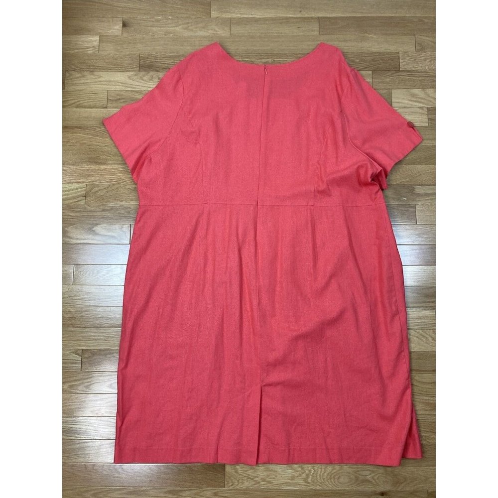 -NWOT Allison Woods Linen Blend Sheath Dress Womens Plus Size 34W Orange Button - Picture 4 of 9